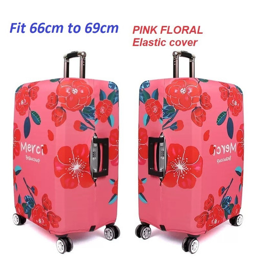 Elastic Polyester luggage cover for 66cm to 69cm Pink FLORAL