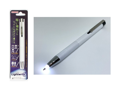 Zebra Lightwrite Ballpoint Pen with Light 0.7mm White Body Black Ink