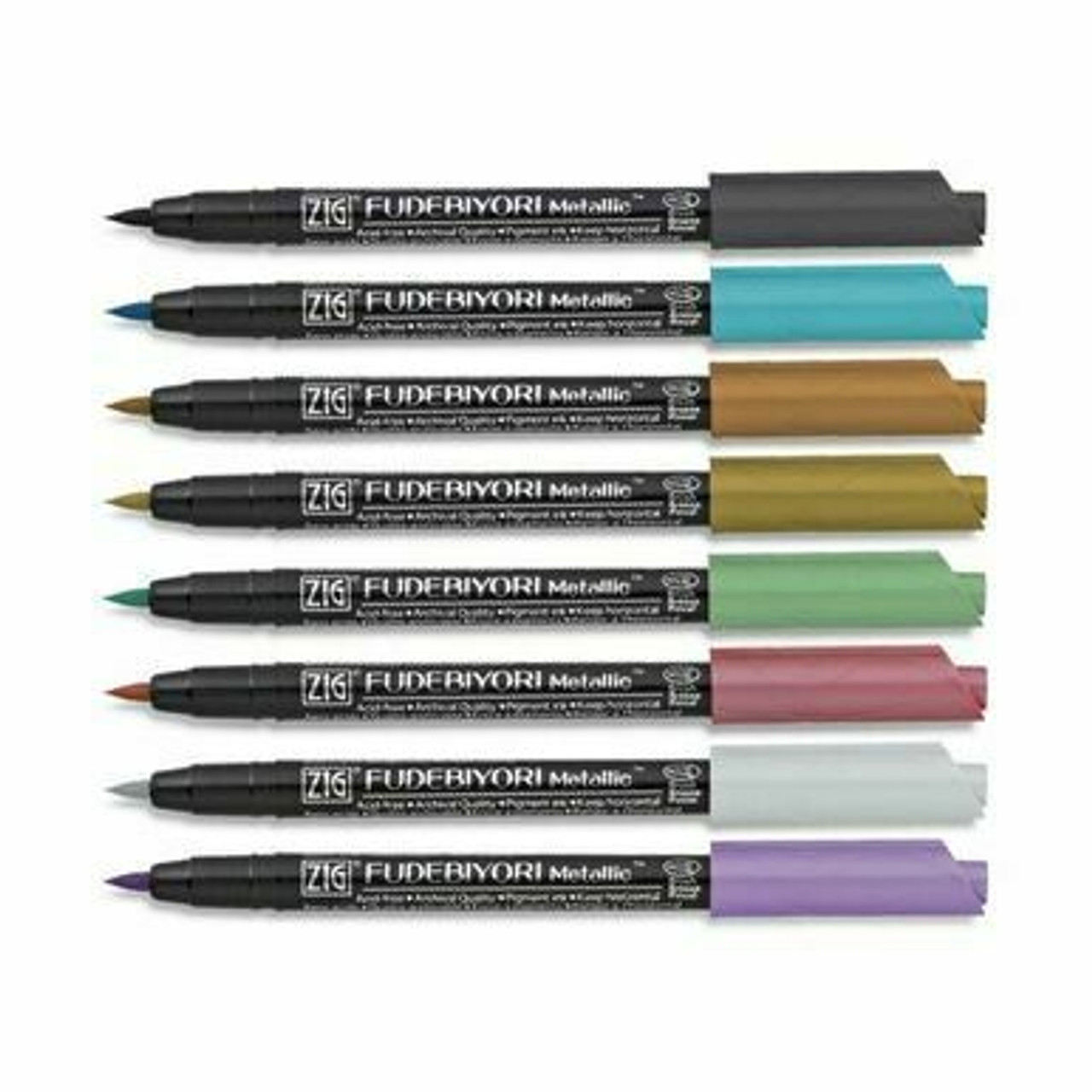 Fudebiori Metallic Brush Pen set 8