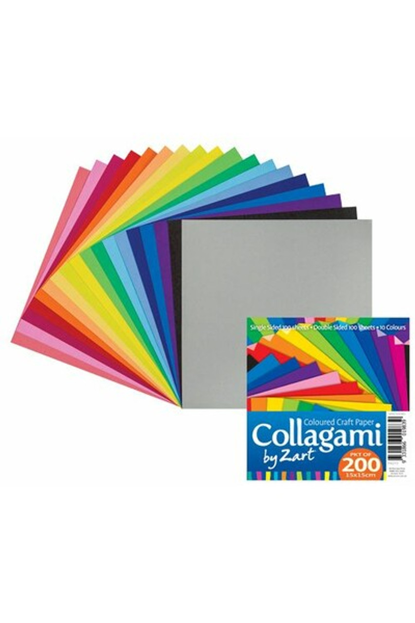 Collagami paper pack 15x15cm 200 sheet assorted colours