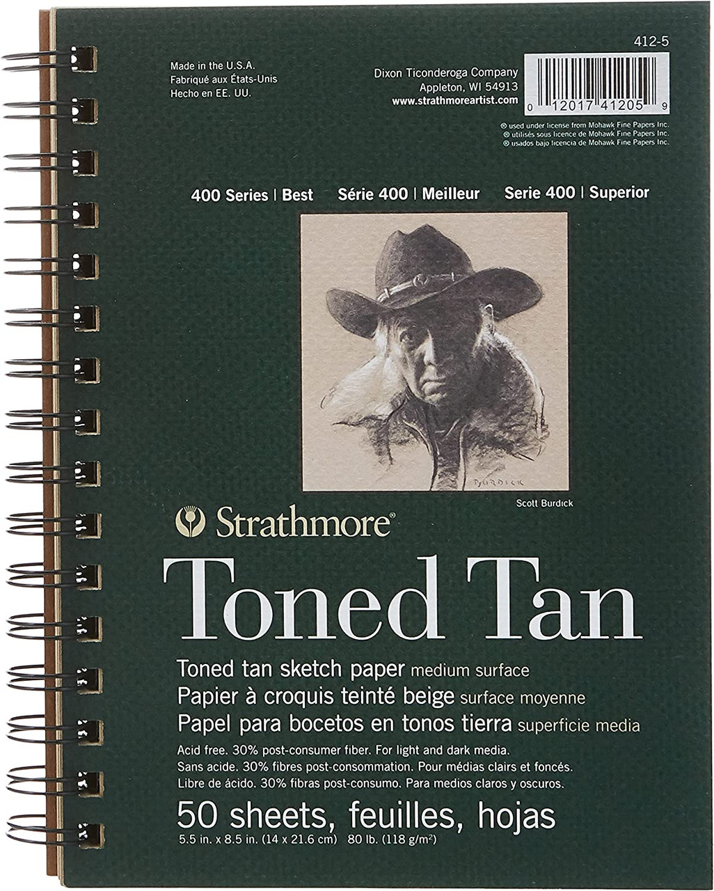 Strathmore toned tan pad wirebound 5.5 x 8.5inch 50 sheets 118 gsm