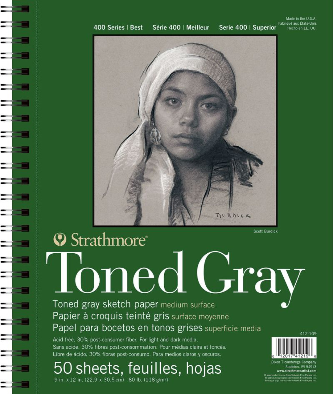 Strathmore toned grey pad wirebound  5.5 x 8.5inch 50 sheets 118 gsm