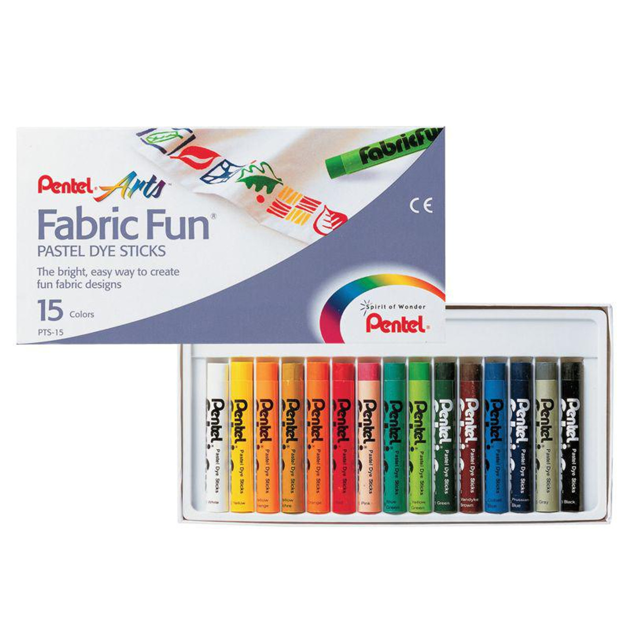 Pentel Fabric Fun Pastel Dye Sticks set of 15