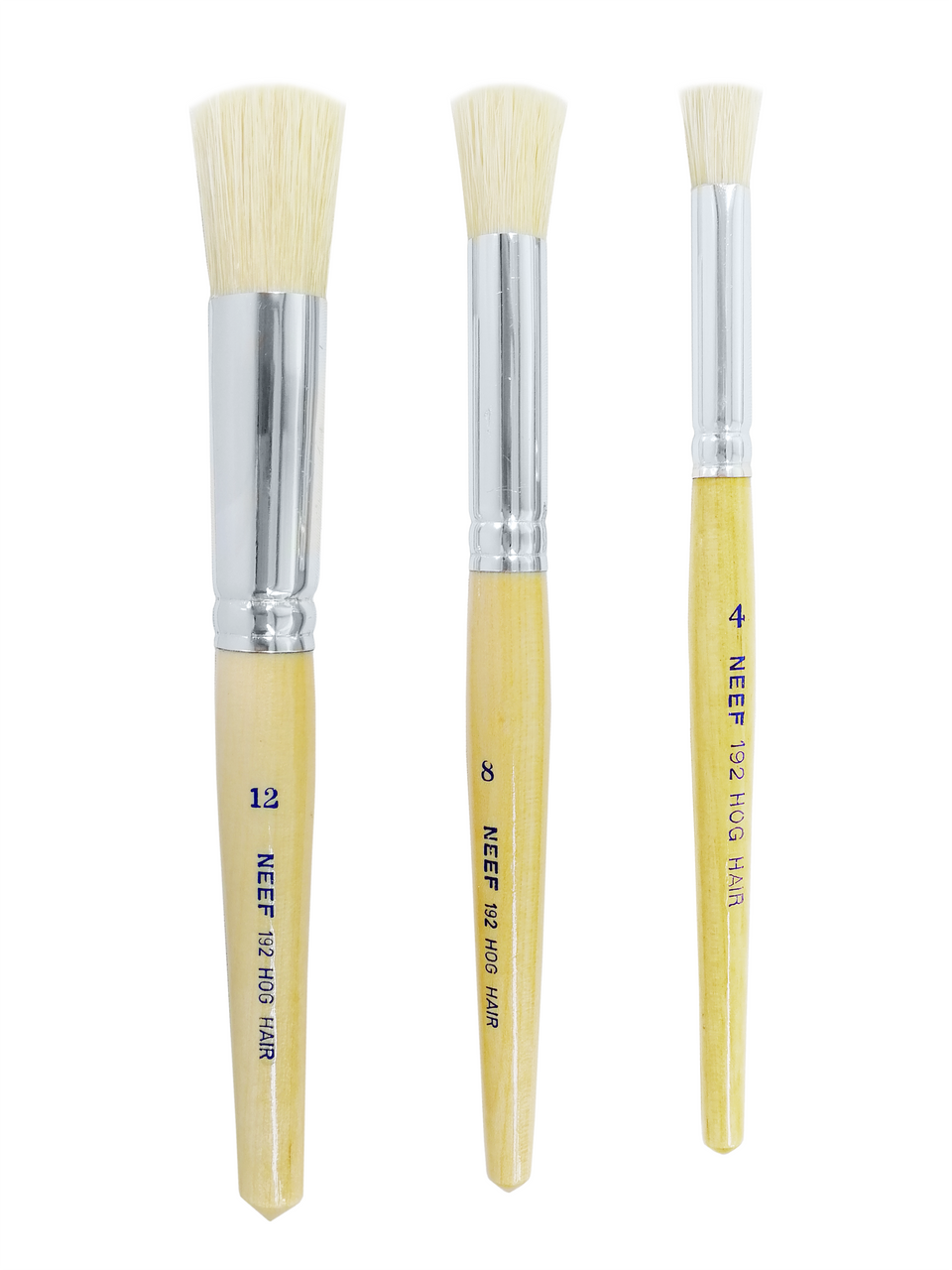 Pure Soft White Hog Bristle Round Stipple Brushes