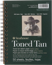 Strathmore toned tan pad wirebound 5.5 x 8.5inch 50 sheets 118 gsm