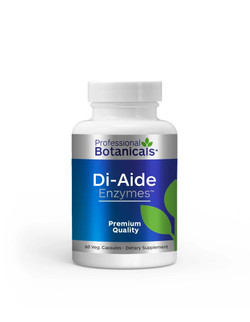 Di-Aide Enzymes product bottle with capsules inside