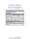 Immu-Stem Viral Support supplement facts label