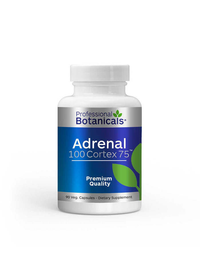 Adrenal 100 Cortex 75 product bottle with capsules inside
