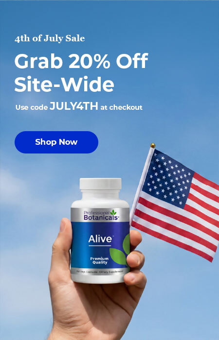 hand holding a bottle of supplements with an american flag
