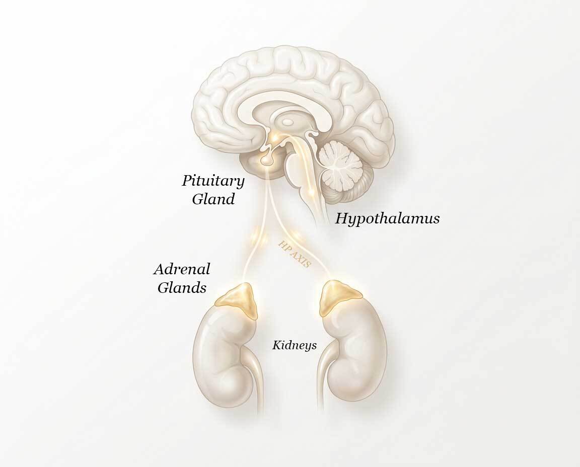 Placeholder HPA axis diagram showing hypothalamus pituitary and adrenal gland communication