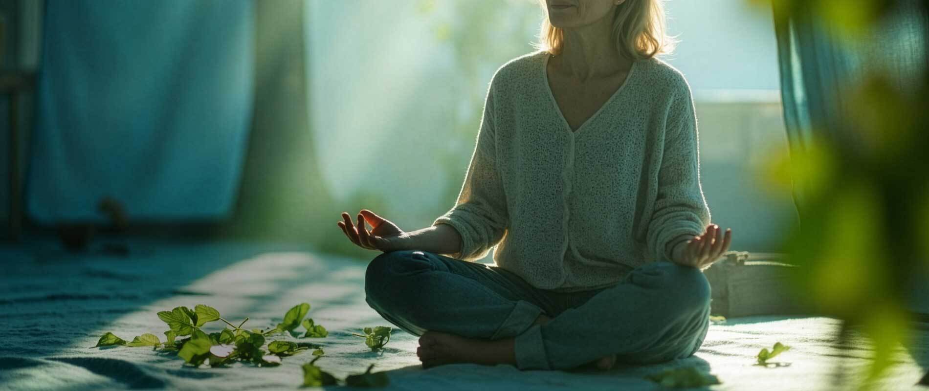 Older woman doing meditation 