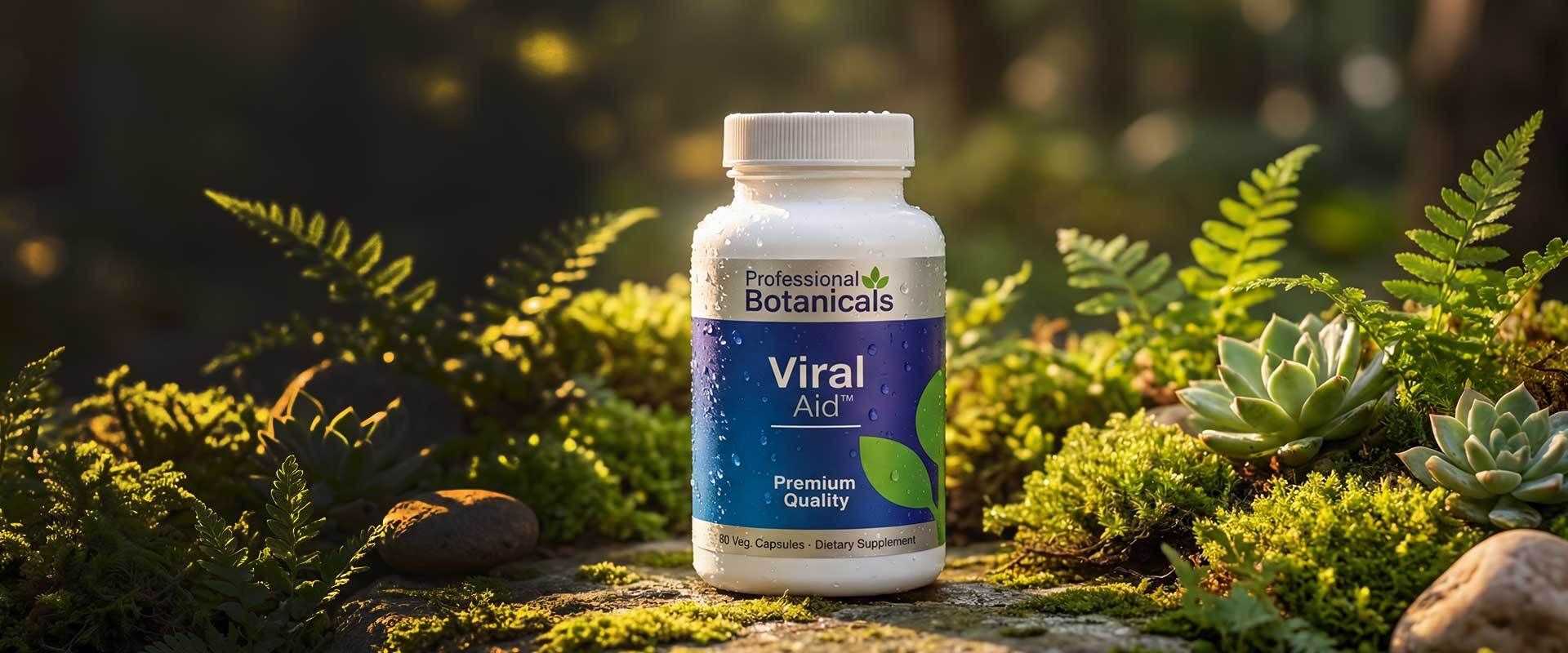 Premium Supplement bottle surrounded by plants