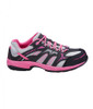 Side View KingGee Women's CompTec G3 Composite Toe Leather Safety Shoes in Pink and Grey (K26600)