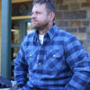 Wearing Johnny Reb Waratah Kevlar¬Æ Lined Protective Shirt In Navy Blue and Blue Check (JRS10018)