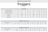 Froggers Size Chart