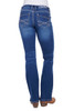 Back View Bullzye Women's Dahlia Boot Cut Jeans 36"Leg in Blue Wash