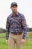 Wearing Wrangler Men's Milo Check Logo Western Long Sleeve Shirt (X5W1111227)