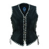 Front Johnny Reb Springbrook Women's Leather Vest Black and White (JRV10040)
