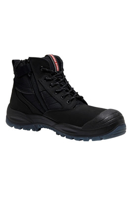 Hard Yakka Nite Vision Zip Sided, Steel Toe Work Boots in Black Leather (Y60235)