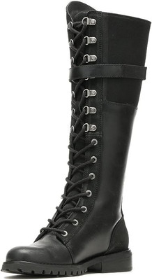 Harley Davidson Bradner Women's 16 inch Full Grain Leather Riding Boots in Black (D87261 Black)
