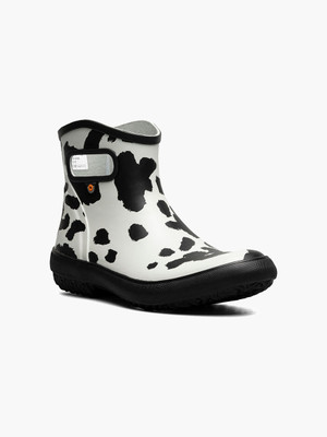 BOGS Patch Ankle Boot Waterproof Gumboots in Cow Print (973187-031)