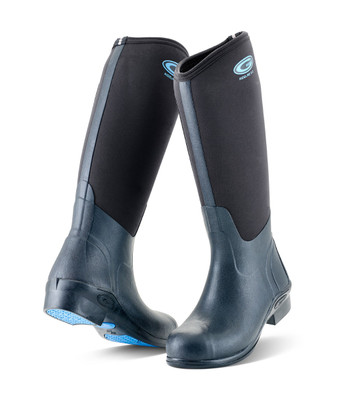 Grubs Rideline Insulated Waterproof Riding Gumboots in Black and Blue (SRID-000H)