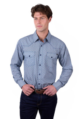 Image 1 of Pure Western MEN’S MARK PRINT WESTERN BUTTON DOWN LONG SLEEVE SHIRT