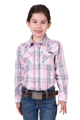 Image 1 of Wrangler GIRL'S PHOEBE CHECK LOGO WESTERN LONG SLEEVE SHIRT Image 1 of Wrangler GIRL'S PHOEBE CHECK LOGO WESTERN LONG SLEEVE SHIRT