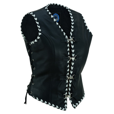 Johnny Reb Springbrook Women's Leather Vest Black and White (JRV10040)