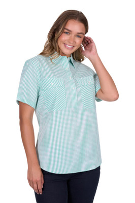 Image 1 of Hard Slog WOMEN'S GRACE HALF PLACKET SHORT SLEEVE SHIRT