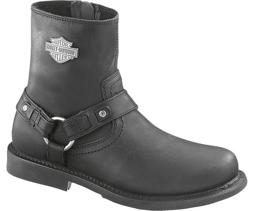 Harley Davidson Scout Zip Sided Full Grain Leather Boots in Black (D95262)