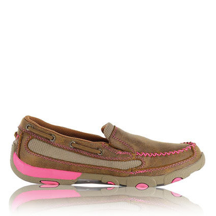 Twisted X Women's Pink Ribbon Boat Style Slip on Mocs (TCWDMS003)