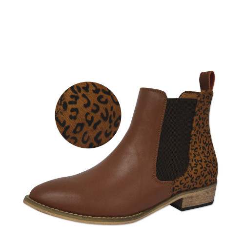Thomas Cook Women's Chelsea Two Tone Leather Boots in Tan and Leopard ...