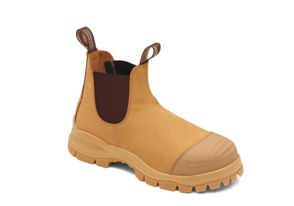 Blundstone 989 Steel Cap Elastic Sided Pull On Safety Boots in Wheat Nubuck (989)