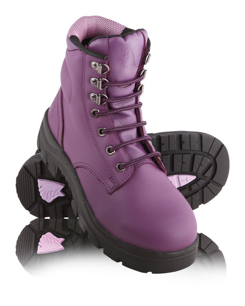 Steel Blue ARGYLE Ladies Lace Up Steel Cap Boots Purple