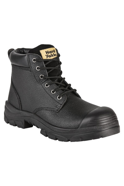 Hard Yakka Gravel, Black Leather, Wide Steel Toe Work Boots (Y60086)