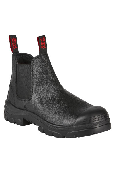 Hard Yakka Grit Gusset Black Leather, Wide Steel Toe Work Boots (Y60088)