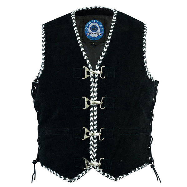 Johnny Reb Springbrook Soft Suede Vest with Braided Edges and Satin Lining (JRV10009)