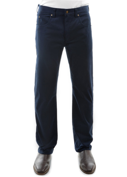 Thomas Cook Stretch Moleskins Comfort Waist Mid Reg Straight 30 Leg in Navy (TCP1237007 NVY)