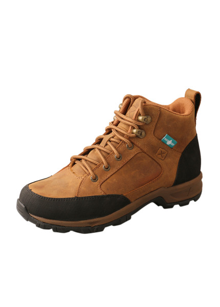 Twisted X Womens 6 Inch Lace Up Hiking Boots in Tan and Brown Waterproof Leather (TCWHKW001-BROWNTAN)