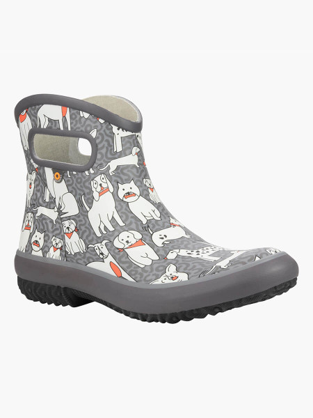 BOGS Patch Ankle Boot Waterproof Gumboots in Dog Print (979126-020)