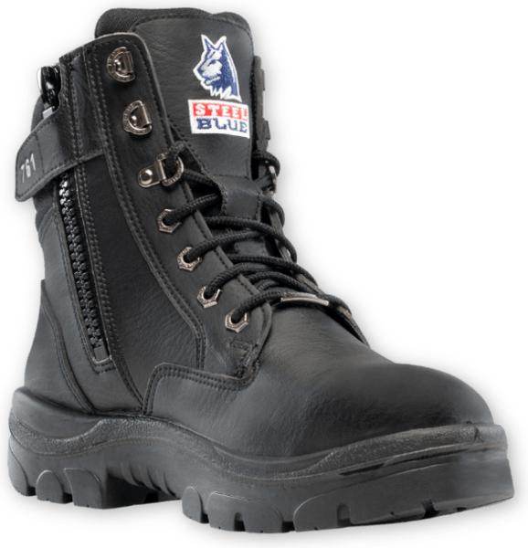 Steel Blue Southern Cross Zip Ladies Boots in Vegan Black with Steel Cap (512761 Vegan Black)