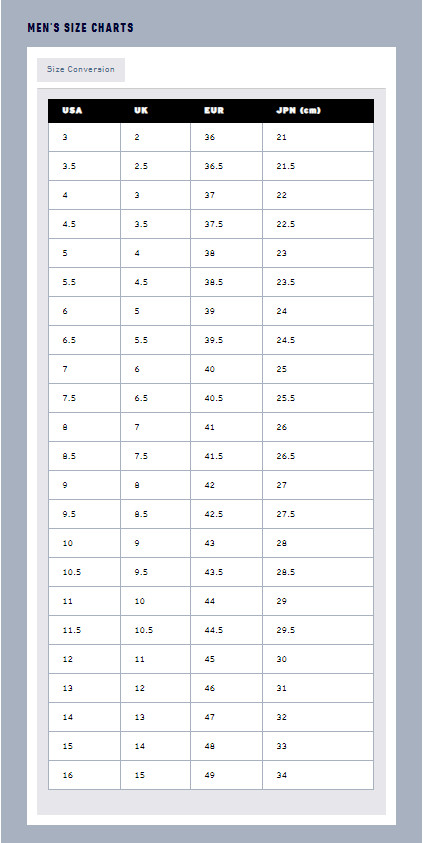 blundstone shoe size chart