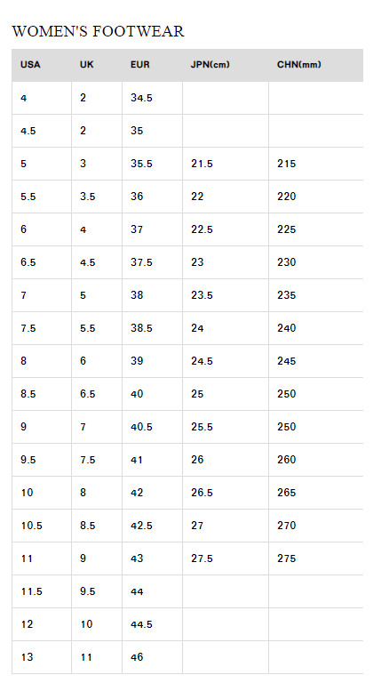 mens shoes size to women's size chart
