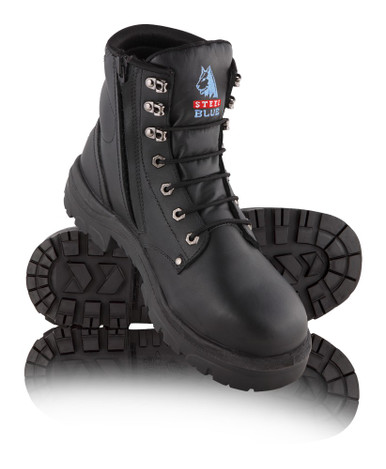 Steel Blue Argyle Zip Nitrile Outsole Steel Cap Boot Black