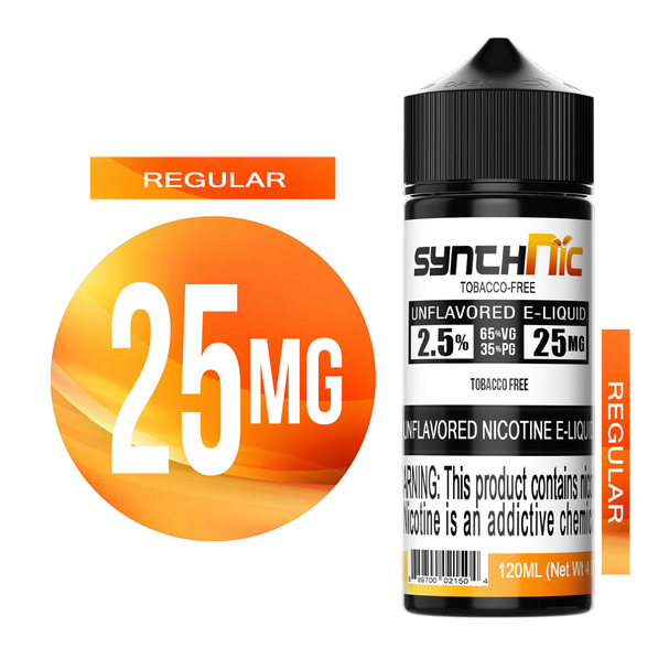 SynthNic 120ML Unflavored E-Liquid - 25MG Regular