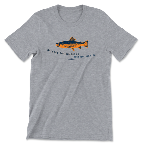 Wallace For Congress - Fish (Unisex Heather Gray Tee)