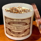 Porch Whiskey 3 wick candle top