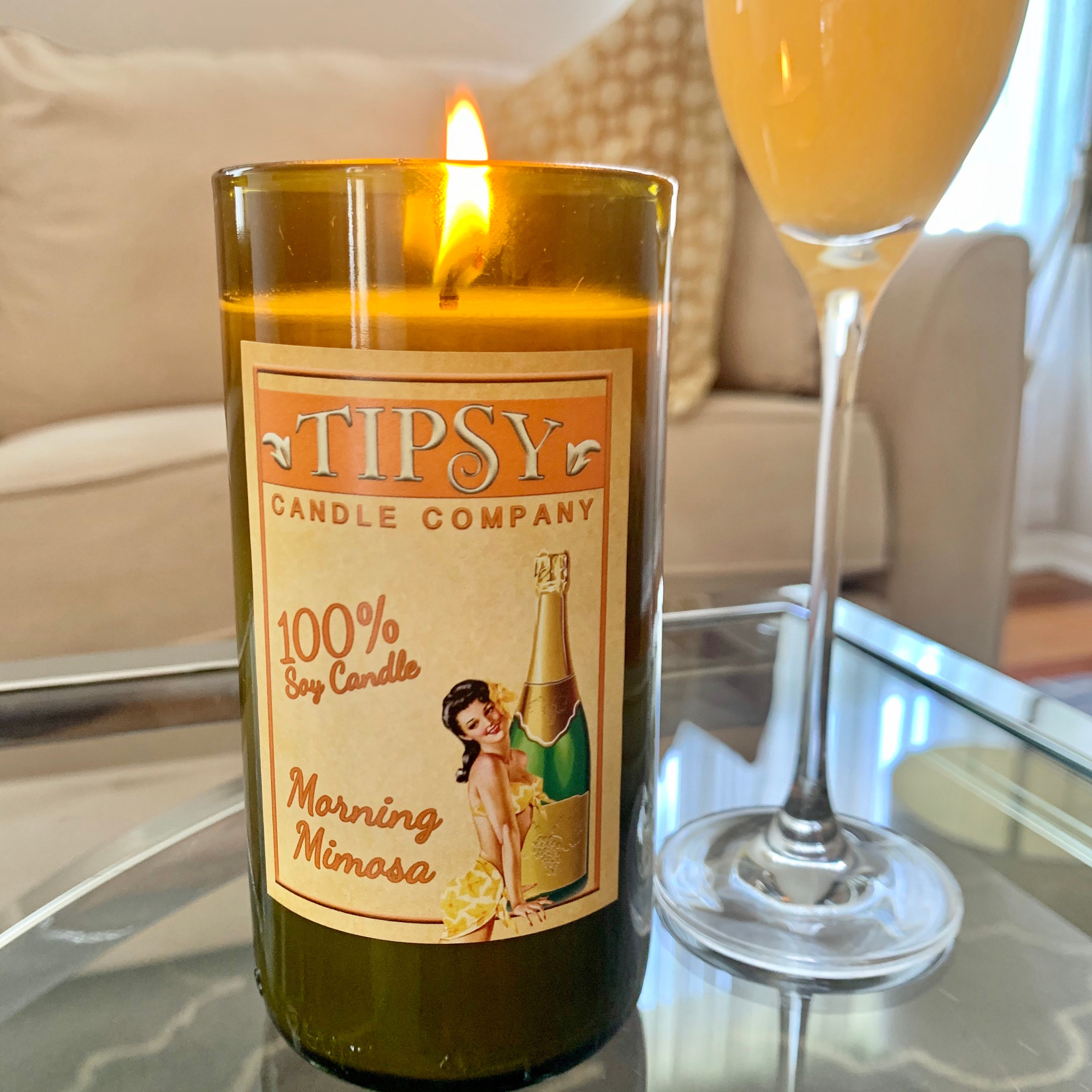 ◆ mimosa Morning Mimosa | Soy Wine Bottle Candle - Tipsy Co