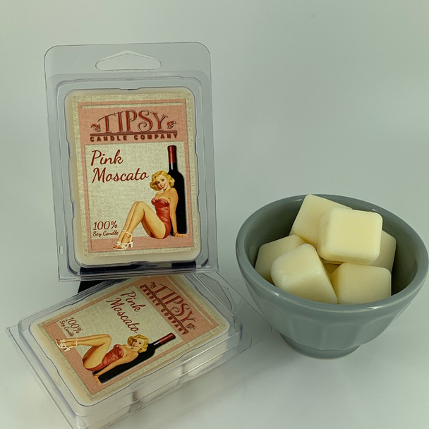 Pink Moscato Soy Wax Melts made by Tipsy Candle Company.